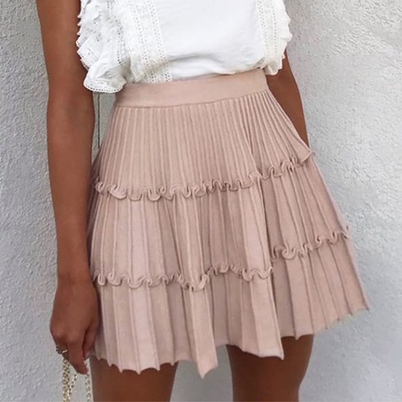 Rouge! Dresses & Skirts - Pastel Pink Pleated High Waist Short Skirt